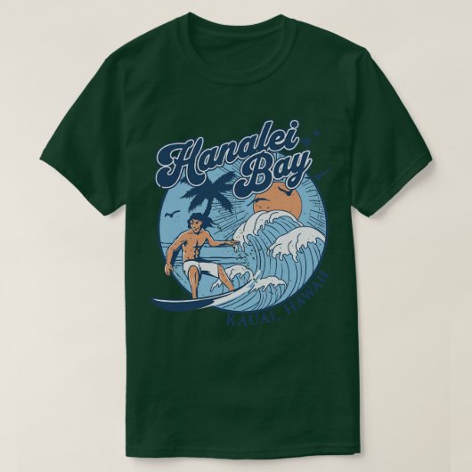 1970年代ヴィンテージサーフィンハナリーベイカウアイハワイRet Tシャツ (デザイン正面)