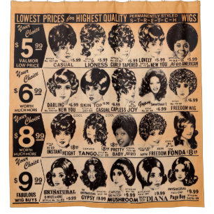 1970年代初期のかつら広告 シャワーカーテン