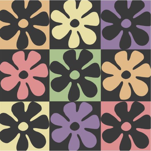 1970年代数々の色レトロデイジー シール (正面)