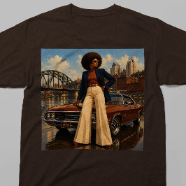 1970年代 レトロ ブラックウーマン シンシナティ ソウル ヴィンテージ Tシャツ