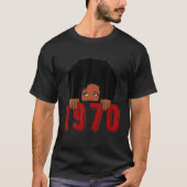 1970年生まれ49番目の誕生日Gifの黒いクイーン Tシャツ (正面)