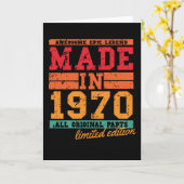 1970年誕生日ヴィンテージことわざ カード (黄色い花)