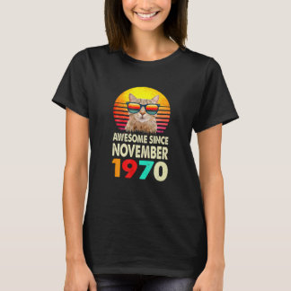 1970年11月生まれの52歳の誕生日プレゼント 猫 Tシャツ
