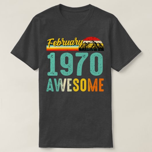 1970年2月誕生日ギフトシャツヴィンテージ2月 Tシャツ (デザイン正面)