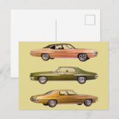 1970年3台のマッスルカー ポストカード (正面/裏面)