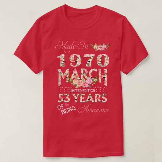 1970年3月に作られたフローラ53年素晴らし Tシャツ (デザイン正面)