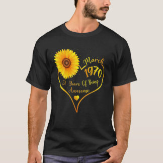 1970年3月51日誕生日51歳ギフト女の子W Tシャツ