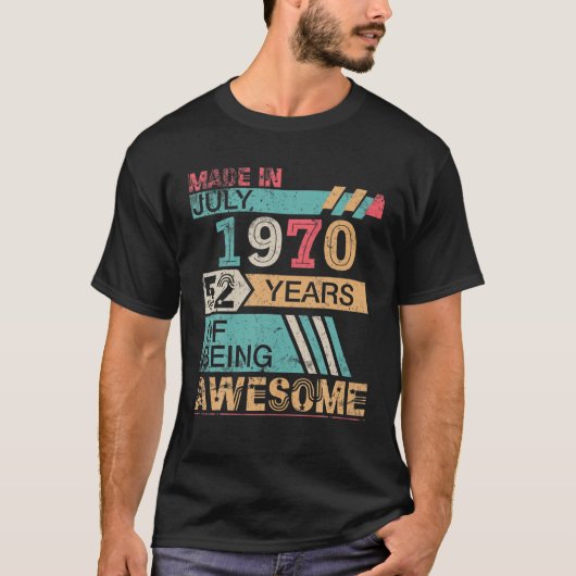 1970年7月に作られたハッピーバースデー52年 Tシャツ (正面)