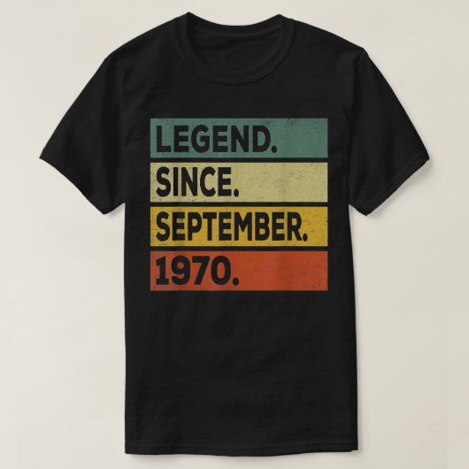 1970年9月52日から52歳のギフト伝説 Tシャツ (デザイン正面)