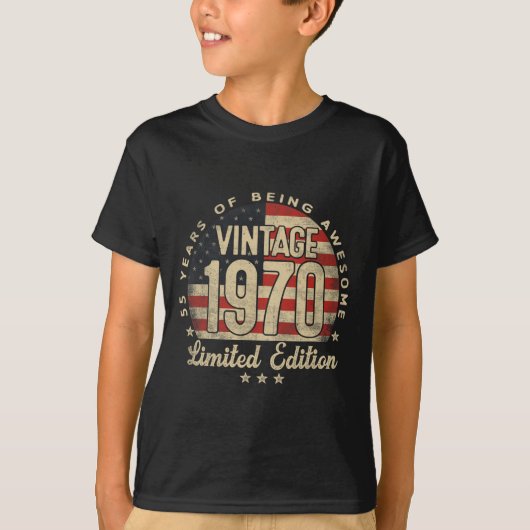 1970年 ビンテージ 限定版 55歳のプレゼント アメリカ Tシャツ (正面)