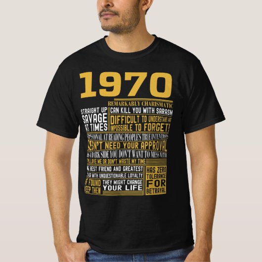 1970最高の生まれ Facts for Mens, Womens, Bday Gif（1970年の Tシャツ (正面)