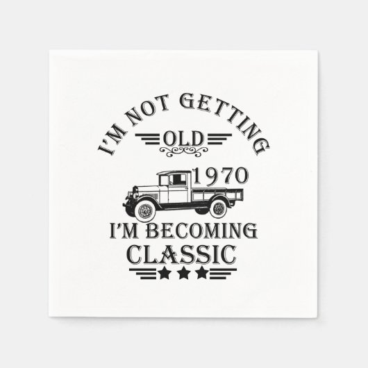 1970生まれ年のヴィンテージ生誕生月贈り物 スタンダードカクテルナプキン (正面)