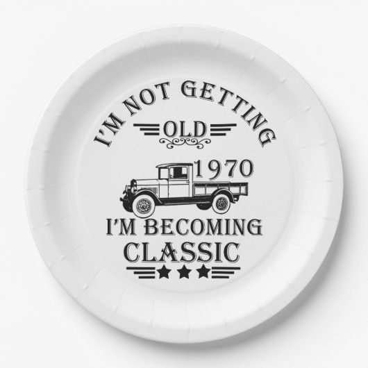 1970生まれ年のヴィンテージ生誕生月贈り物 ペーパープレート (正面)