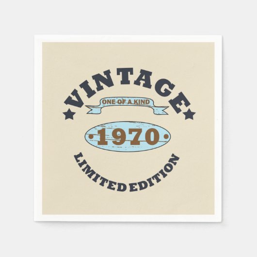 1970生まれ年のヴィンテージ誕生会 スタンダードカクテルナプキン (正面)