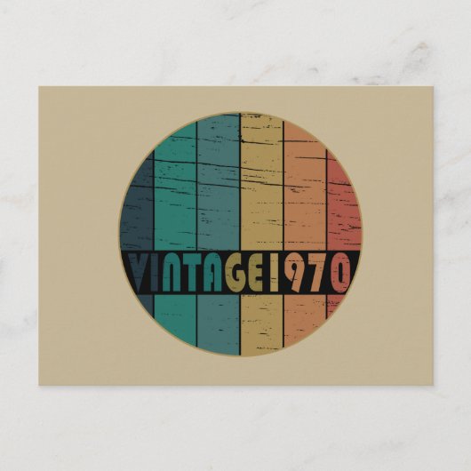 1970生まれ年のヴィンテージ誕生日ギフト シーズンポストカード (正面)