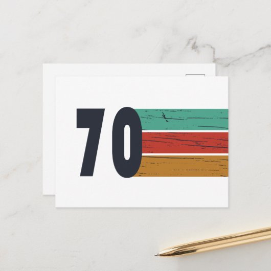 1970生まれ年のヴィンテージ誕生日ギフト シーズンポストカード (正面/裏面インサイチュ)
