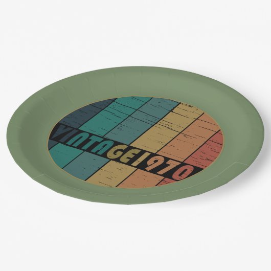 1970生まれ年のヴィンテージ誕生日ギフト ペーパープレート (アングル)