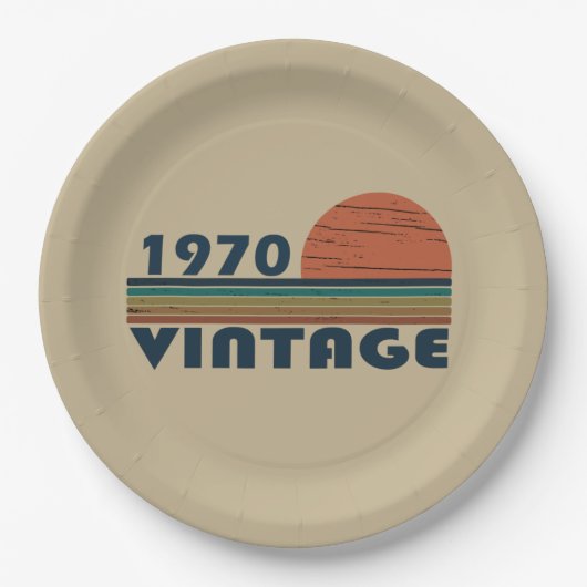 1970生まれ年のヴィンテージ誕生日ギフト ペーパープレート (正面)