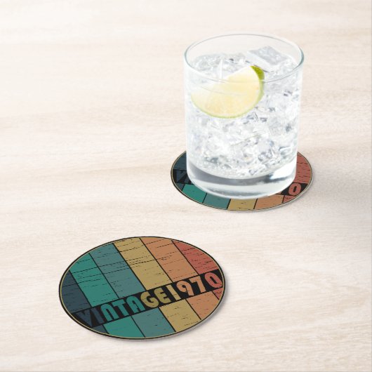 1970生まれ年のヴィンテージ誕生日ギフト ラウンドペーパーコースター (インサイチュ)