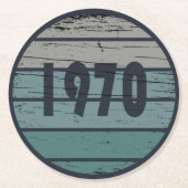 1970生まれ年のヴィンテージ誕生日ギフト ラウンドペーパーコースター (正面)