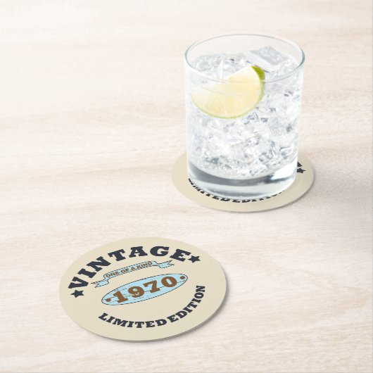 1970生まれ年のヴィンテージ誕生日ギフト ラウンドペーパーコースター (インサイチュ)