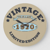 1970生まれ年のヴィンテージ誕生日ギフト ラージ壁時計 (正面)
