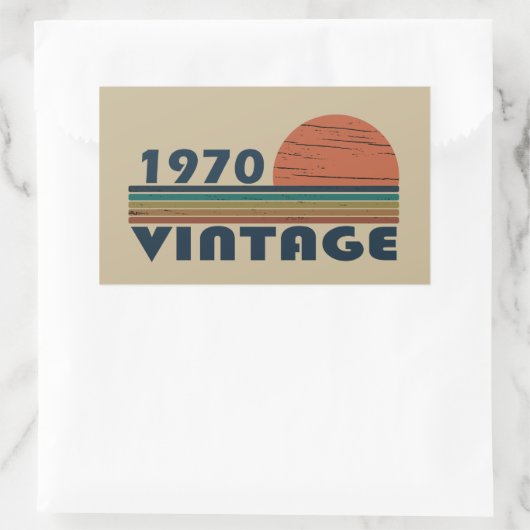 1970生まれ年のヴィンテージ誕生日ギフト 長方形シール (バッグ)
