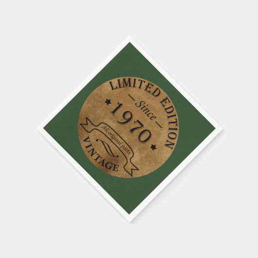 1970生まれ年のヴィンテージ誕生日 スタンダードカクテルナプキン (角)