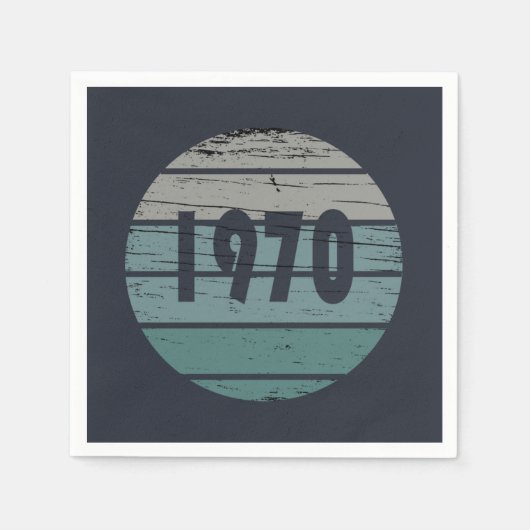 1970生まれ年のヴィンテージ誕生日 スタンダードカクテルナプキン (正面)