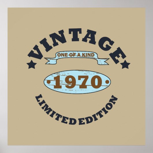 1970生まれ年のヴィンテージ誕生日 ポスター (正面)