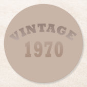 1970生まれ年のヴィンテージ誕生日 ラウンドペーパーコースター (正面)