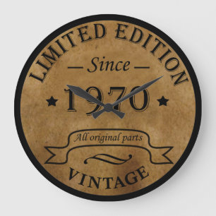 1970生まれ年のヴィンテージ誕生日 ラージ壁時計