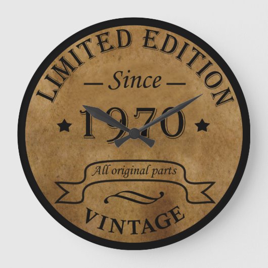1970生まれ年のヴィンテージ誕生日 ラージ壁時計 (正面)