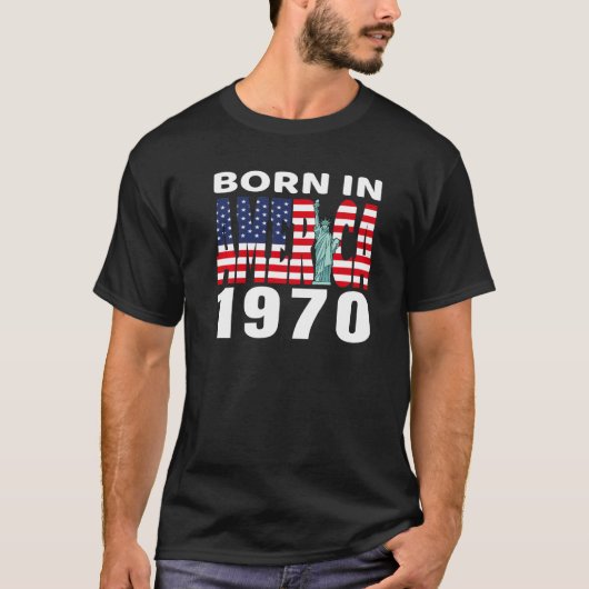 1970生まれ年アメリカ誕生日自由の女神 Tシャツ (正面)