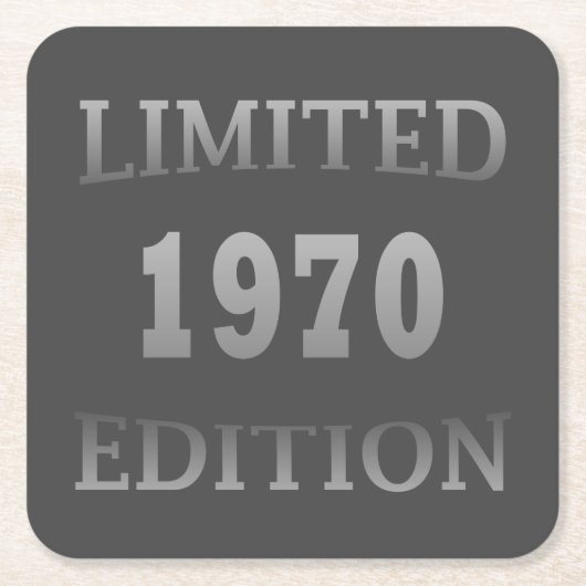 1970生まれ年限定の誕生日 スクエアペーパーコースター (正面)