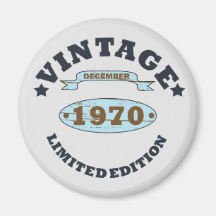 1970生まれ年12月のヴィンテージ誕生日 マグネット