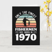 1970生まれ年60誕生日魚釣りギフト カード (黄色い花)