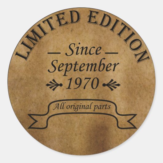1970生まれ年9月のヴィンテージ ラウンドシール (正面)