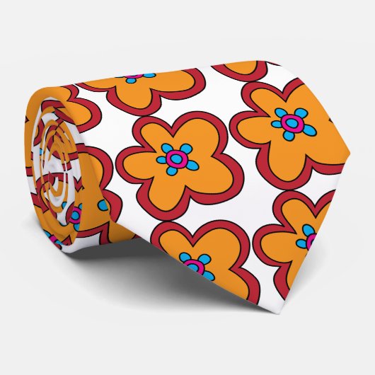 1970素晴しいポップアートの蜜柑の花のタイ ネクタイ (ロール)