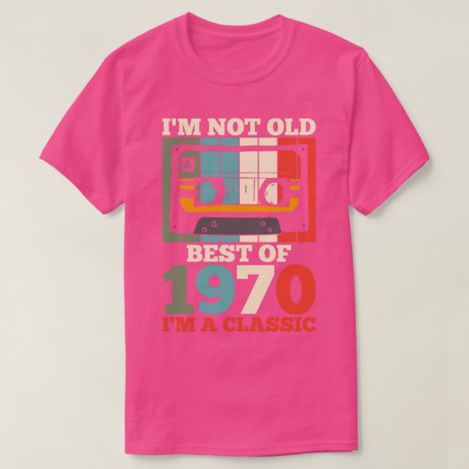 1970誕生日カセットテープレトロ Tシャツ (デザイン正面)
