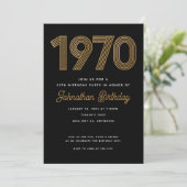 1970 ブラック ファブリックゴールド 50歳の誕生日パーティーの招待状 招待状 (スタンド正面)