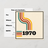 1970 レトロ ビンテージ ポスター 誕生日 または 再会 招待状 (正面/裏面)