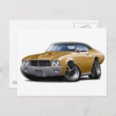 1970-72ブイックGS金ゴールドブラックトップカー ポストカード (正面/裏面)