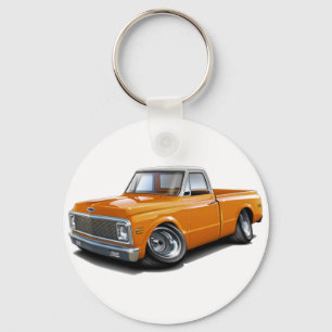 1970-72年のChevy C10のオレンジ白の上のトラック キーホルダー