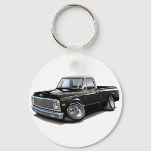 1970-72年のChevy C10の白黒の上のトラック キーホルダー