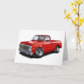 1970-72年のChevy C10の赤のトラック カード (黄色い花)