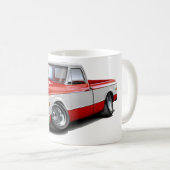 1970-72年のChevy C10の赤白のトラック コーヒーマグカップ (正面右)
