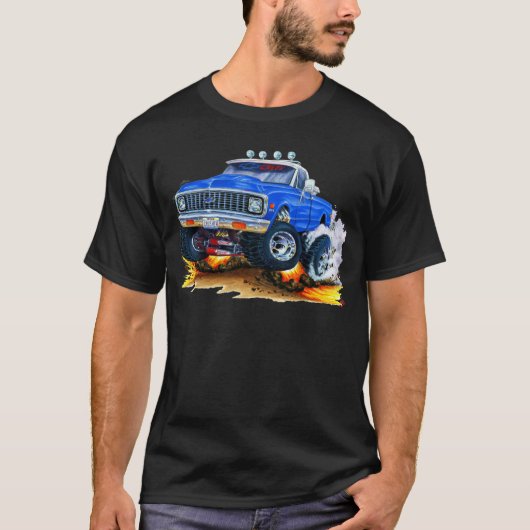 1970-72年のChevy CK1500の青のトラック Tシャツ (正面)