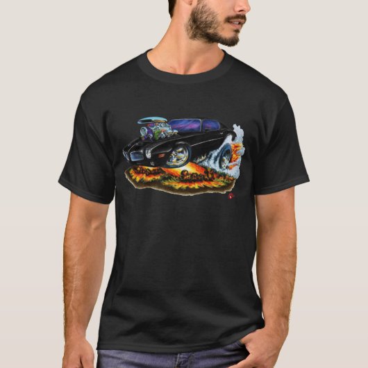 1970-72年のFirebirdの黒い車 Tシャツ (正面)