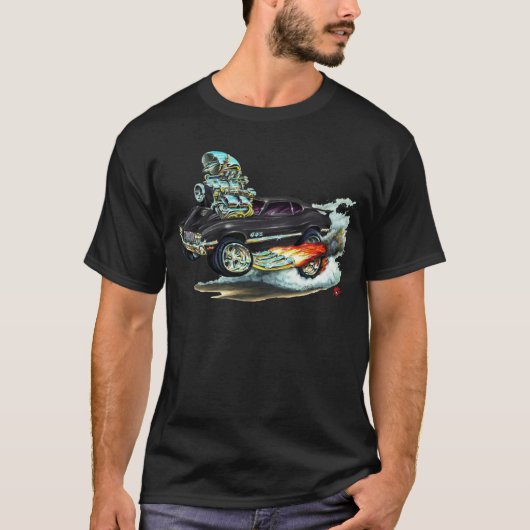 1970-72年のOldsmobileのカットラス442の黒い車 Tシャツ (正面)